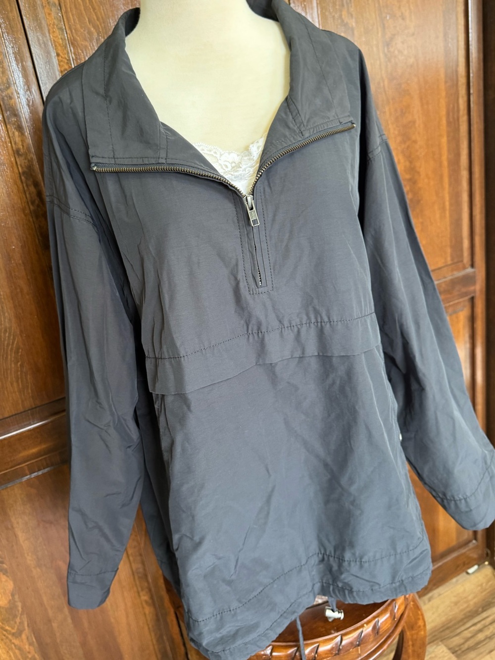 Eileen Fisher Organic Cotton Nylon Half Zip Anorak Jacket Quiet Luxury Navy M